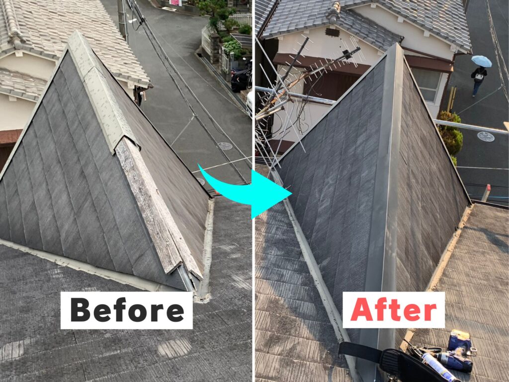 枚方市の棟板金交換事例